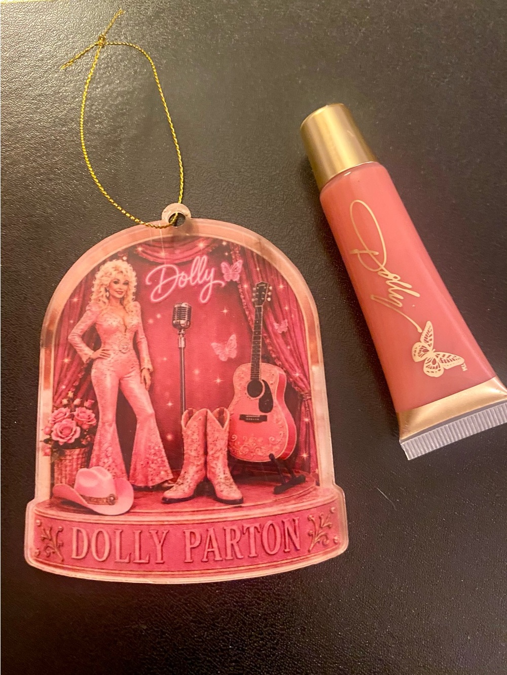 Dolly Parton Bundle Acrylic ornament (1 sided) & Dolly Beauty Pink Lip Gloss